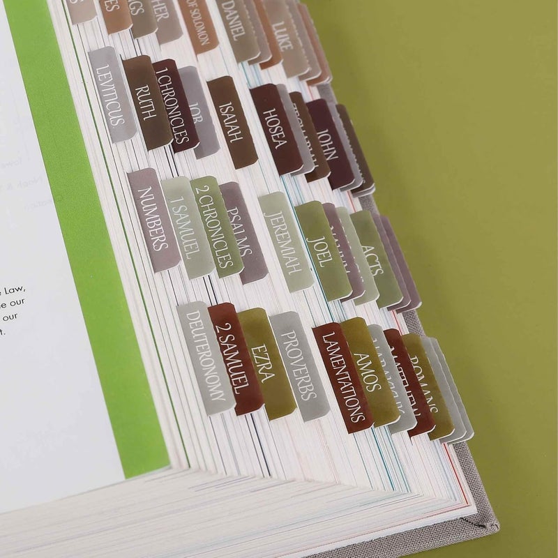 thinkor Laminated Bible Tabs, Reposition Large Print Stickers, Easy to Read and Apply Bible Tabs for Women and Man (Earth Tone) - Image 4